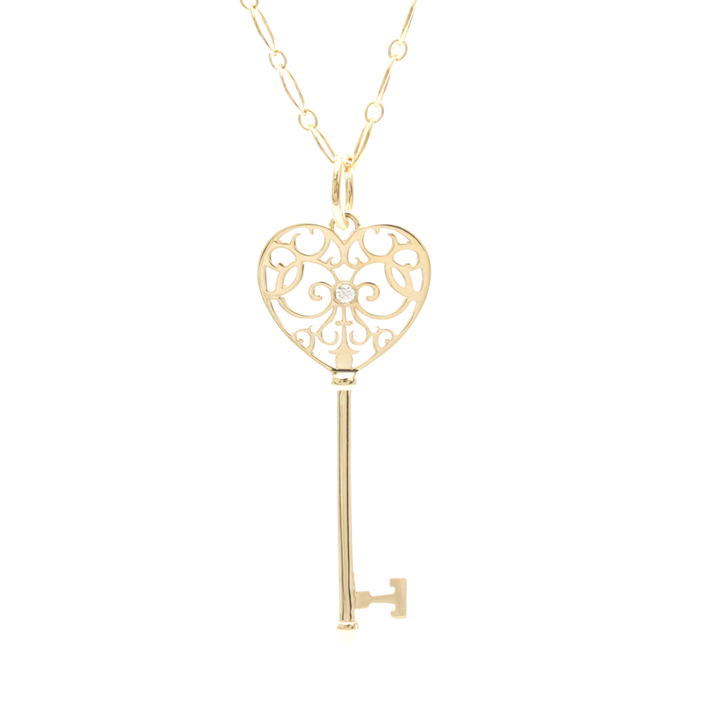 TIFFANY & CO. 18k Gold Diamond Heart Necklace